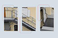 Rigert inclined platform lift installed on an exterior facade